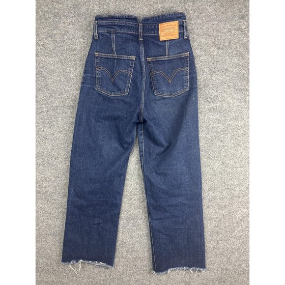 Levi's Ribcage Straight Jeans Womens 27x27 Blue High Rise Button Fly Raw Hem - Picture 8 of 10